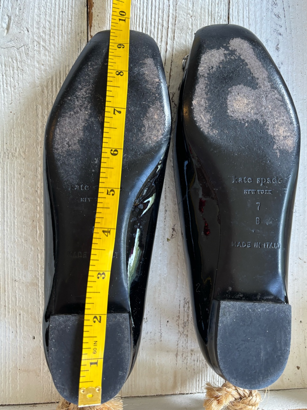 KATE SPADE $228 • fit like 6.5 • 2011 • Size 7 Black Patent Jewel Ballet Flats - Picture 2 of 12